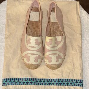 Tory Burch Pink and Cream Espadrilles